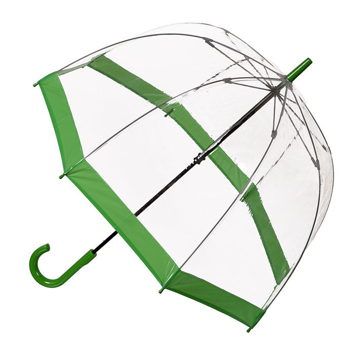 Clear Birdcage Umbrella with Emerald Green Trim