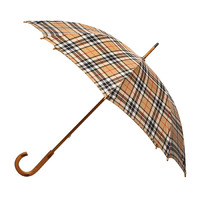 Manual Wood Umbrella Tartan Camel Thomson
