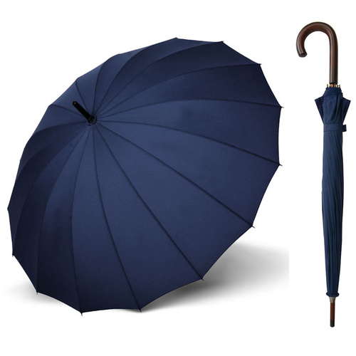 Doppler London 16 Rib Wood Umbrella Navy