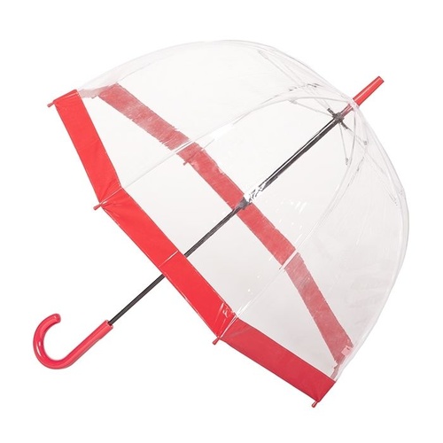 Clear Birdcage Umbrella with Red Trim
