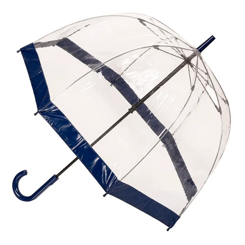 Clear Birdcage Umbrella with Navy Trim