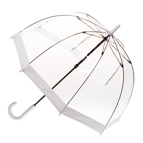Clear Birdcage Umbrella with White Trim