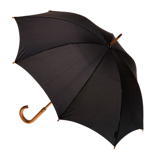 Manual Wood Umbrella Black
